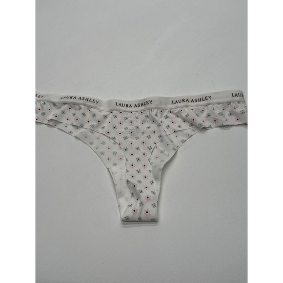Laura Ashley White Floral Thong Panties Women's Intimates Underwear Small - Picture 5 of 5